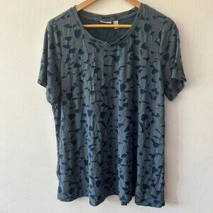 Logo Lori Goldstein Short Sleeve Top Womens L Blue V-neck Tee